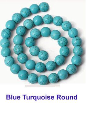 Beautiful Blue Turquoise Round  15" Strand